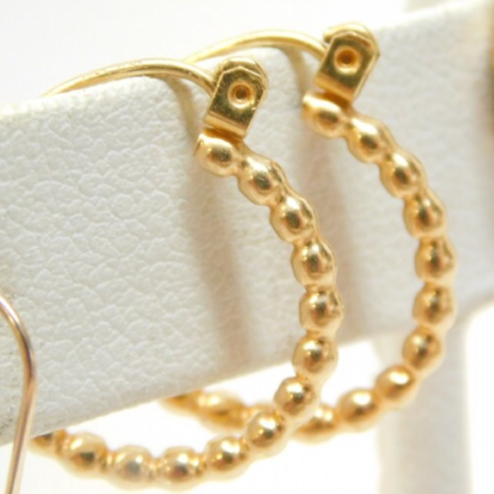 10K Gold Beaded Hoop Earrings .76 grams